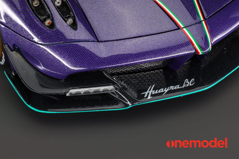 One Model 1:18 Pagani Hyuara BC in Carbon Purple with Tiffany Blue Accents