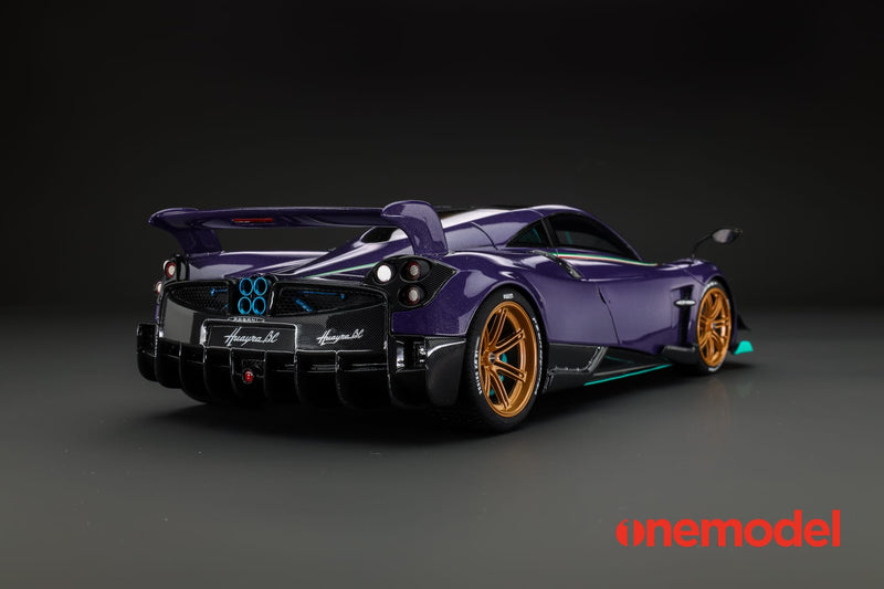 One Model 1:18 Pagani Hyuara BC in Carbon Purple with Tiffany Blue Accents