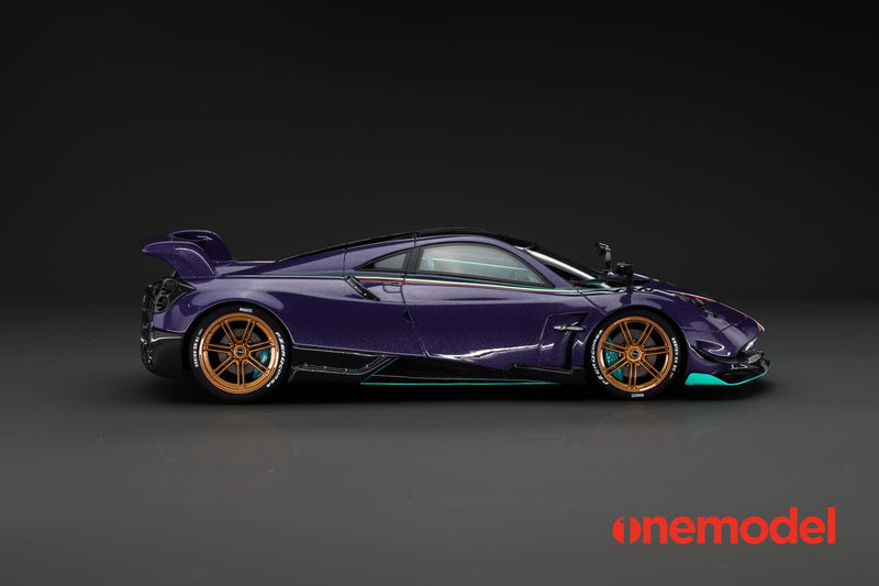 One Model 1:18 Pagani Hyuara BC in Carbon Purple with Tiffany Blue Accents