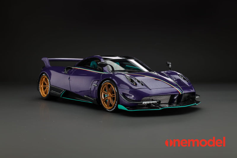 One Model 1:18 Pagani Hyuara BC in Carbon Purple with Tiffany Blue Accents