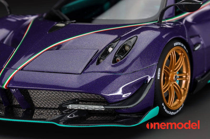 One Model 1:18 Pagani Hyuara BC in Carbon Purple with Tiffany Blue Accents