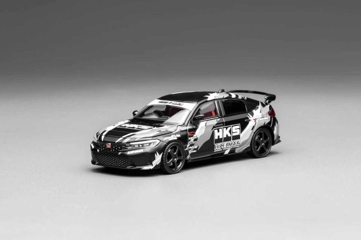 MotorHelix 1:64 Honda Civic Type-R (FL5) HKS Livery in Matte Black