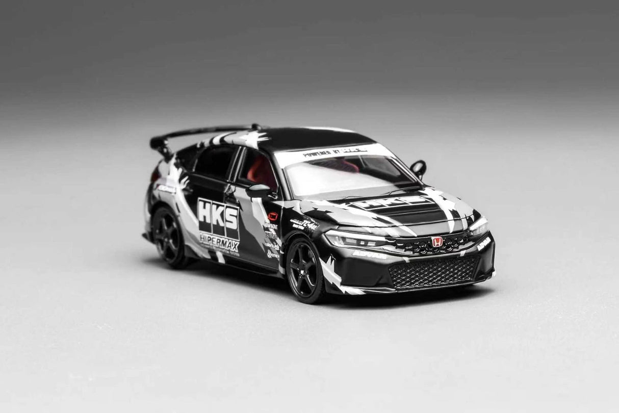 MotorHelix 1:64 Honda Civic Type-R (FL5) HKS Livery in Matte Black