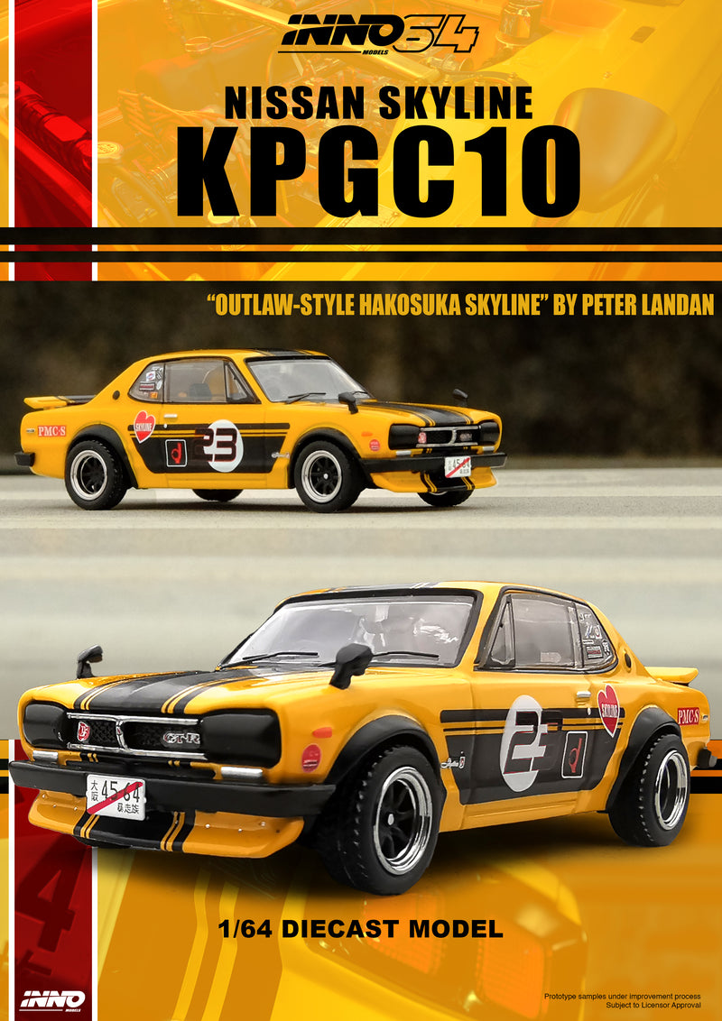 INNO64 1:64 Nissan Skyline (KPGC10) 2000 GT-R in Yellow