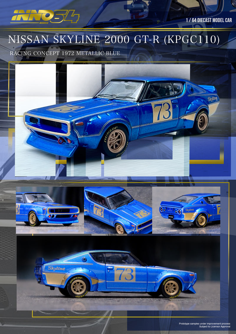 INNO64 1:64 Nissan Skyline 2000GT-R (KPGC110) in Blue Metallic