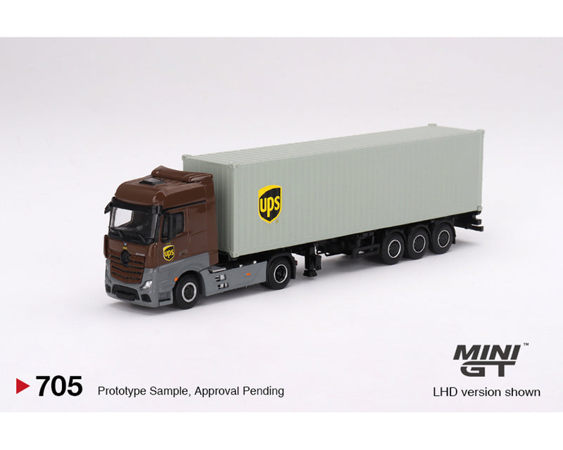 MINI GT 1/64 Mercedes-Benz Actros with 40 Ft Dry Container – UPS Europe