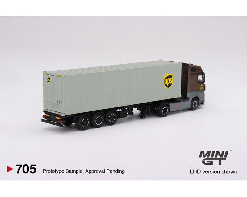 MINI GT 1/64 Mercedes-Benz Actros with 40 Ft Dry Container – UPS Europe