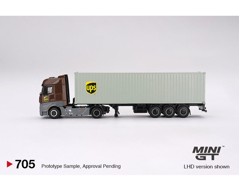 MINI GT 1/64 Mercedes-Benz Actros with 40 Ft Dry Container – UPS Europe