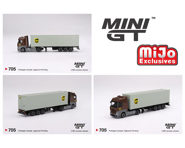 MINI GT 1/64 Mercedes-Benz Actros with 40 Ft Dry Container – UPS Europe