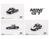 MINI GT 1:64 Porsche 911 Dakar Rallye Design Package White/Gentian Blue Metallic
