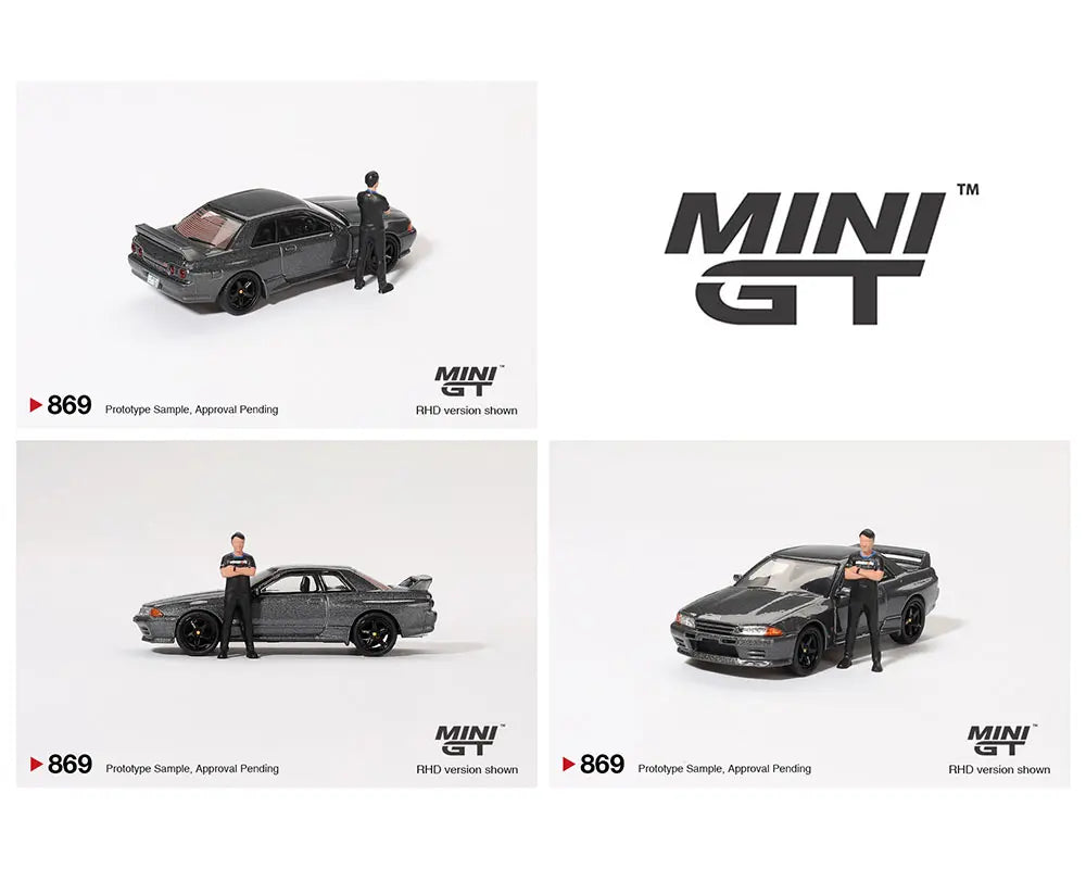 MINI GT 1:64 Nissan Skyline GT-R (R32) Nismo Gunmetal with Matsuda Figure – Tsugio Matsuda Collection