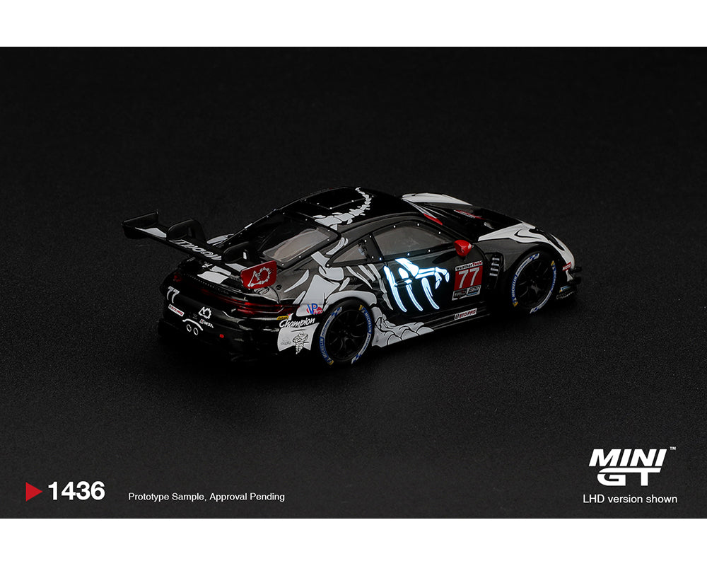 *PREORDER* MINI GT 1:64 Porsche 911 GT3 R (992) #77 AO Racing “Skeleton Rexy” 2026 IMSA Petit Le Mans – (Glow in the Dark)