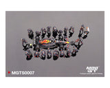 MINIGT 1:64 Oracle Red Bull Racing RB18 #1 Max V. 2022 Abu Dhabi GP Pit Crew Set