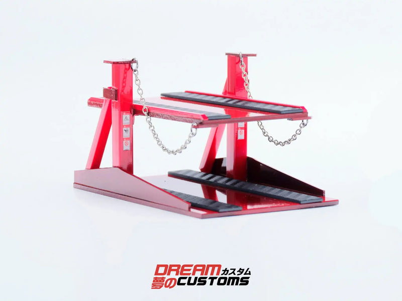 Dream Customs 1/64 Workshop Car Lift V2 Red Parking Platform