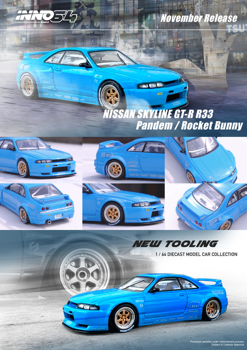 INNO64 1:64 Nissan Skyline GT-R (R33) "Pandem / Rocket Bunny" in Blue