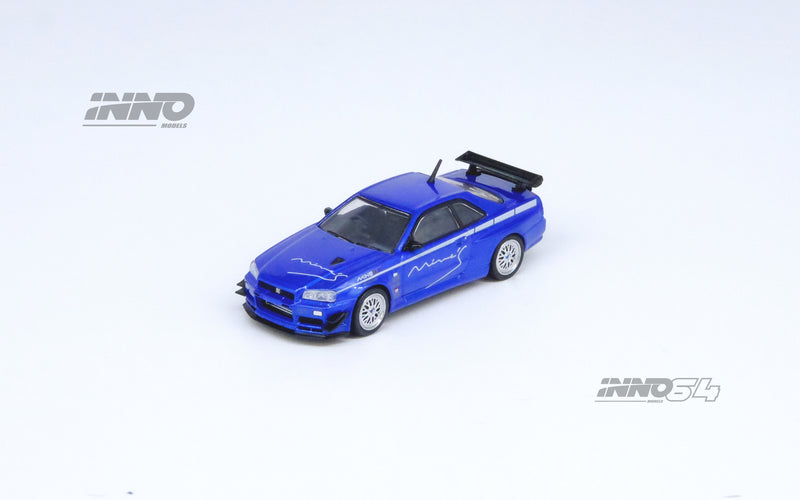 *PREORDER* INNO64 1:64 Nissan Skyline GT-R (R34) V-Spec Tuned by "MINE'S" in Blue