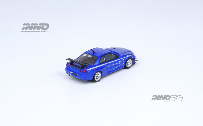 *PREORDER* INNO64 1:64 Nissan Skyline GT-R (R34) V-Spec Tuned by "MINE'S" in Blue