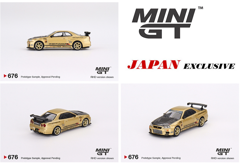 MINI GT 1/64 Nissan Skyline (R34) GT-R Top Secret in Gold