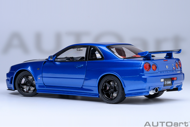 AUTOart 1:18 Nissan Skyline GT-R (R34) NISMO Z-Tune in Bayside Blue with Carbon Bonnet