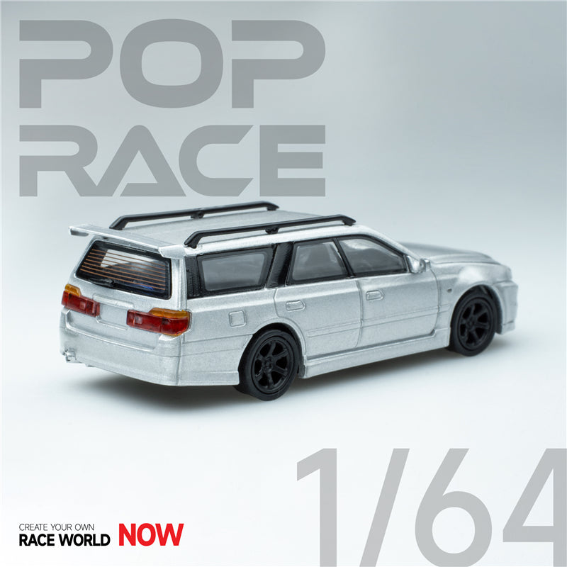 Pop Race 1/64 Nissan Stagea GT-R R34 Conversion in Silver