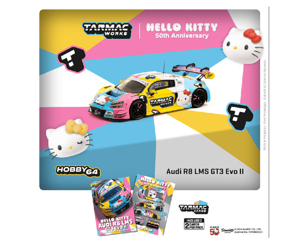 *PREORDER* Tarmac Works 1:64 Audi R8 LMS GT3 Evo II Macau GT Cup – FIA GT World Cup 2023 – Race Version Uno Racing Adderly Fong Model Car + Trading Cards Combo Set