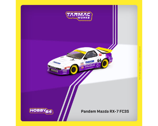 Tarmac Works 1:64 Mazda RX-7 FC3S PANDEM in White and Purple