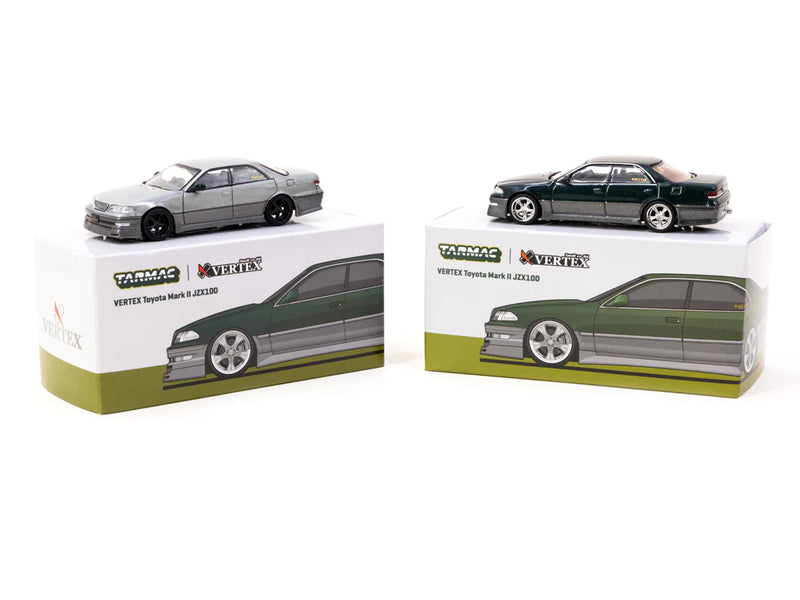 Tarmac Works 1:64 Toyota Mark II JZX100 VERTEX in Dark Green Metallic