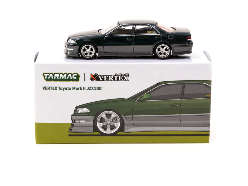 Tarmac Works 1:64 Toyota Mark II JZX100 VERTEX in Dark Green Metallic