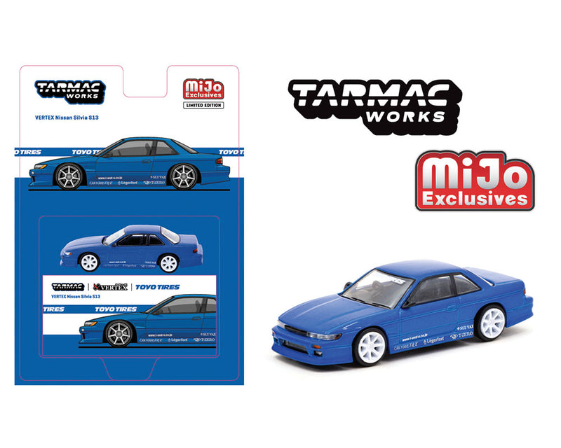 *PREORDER* Tarmac Works 1:64 Nissan Silvia (S13) VERTEX in Toyo Tires in Blue Metallic