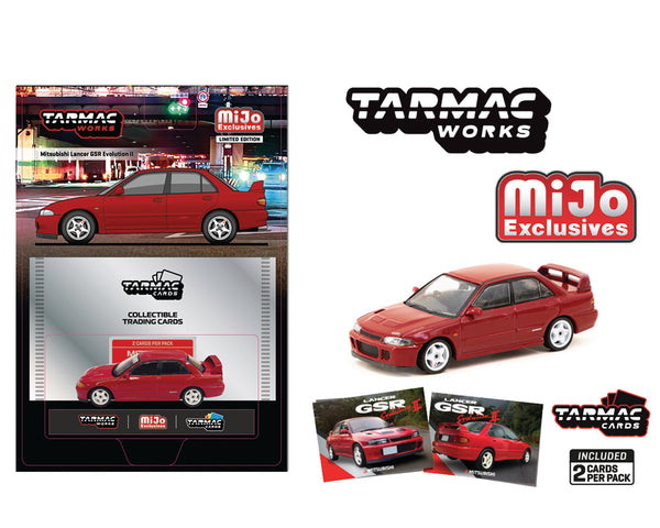 *PREORDER* Tarmac Works 1/64 Mitsubishi Lancer GSR Evolution II in Red with Trading Cards