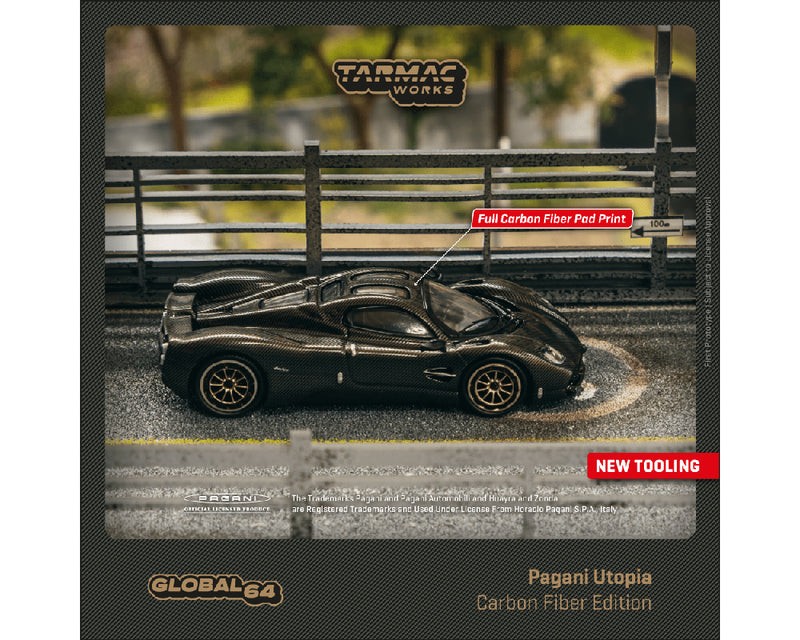 Tarmac Works 1:64 Pagani Utopia in Black Carbon Fiber Edition