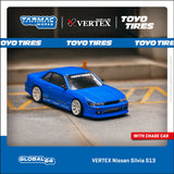 Tarmac Works 1:64 Nissan Silvia (S13) VERTEX in Toyo Tires in Blue Metallic