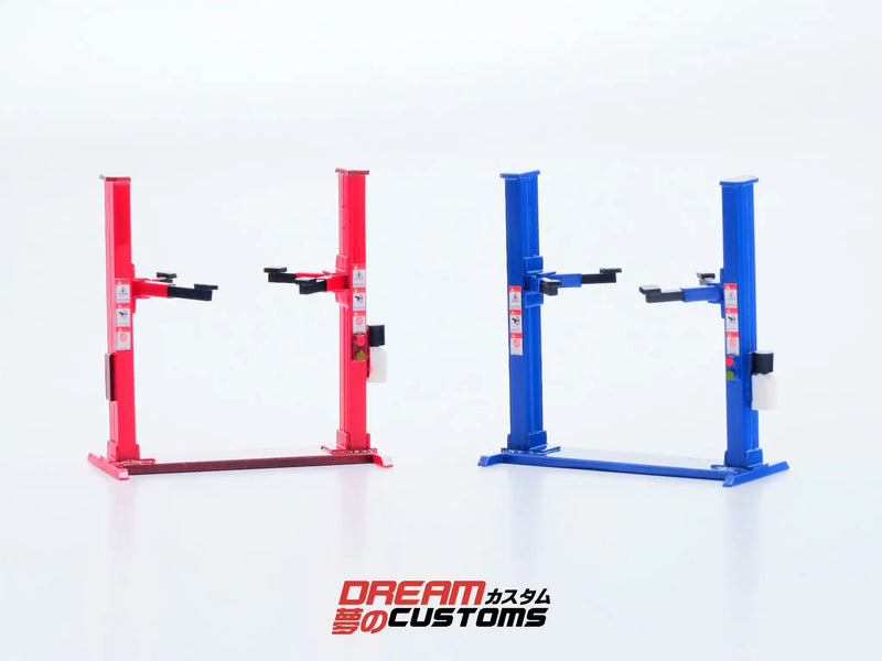 Dream Customs 1/64 Workshop Car Lift V2 Red Two Post Lift