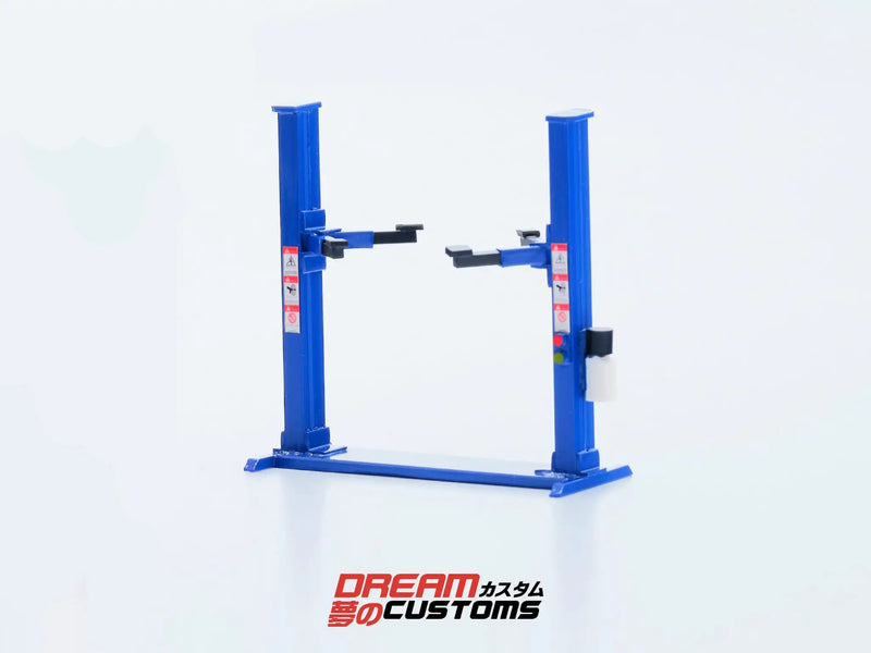 Dream Customs 1/64 Workshop Car Lift V2 Blue Two Post Lift