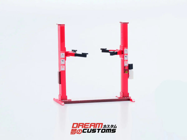 Dream Customs 1/64 Workshop Car Lift V2 Red Two Post Lift