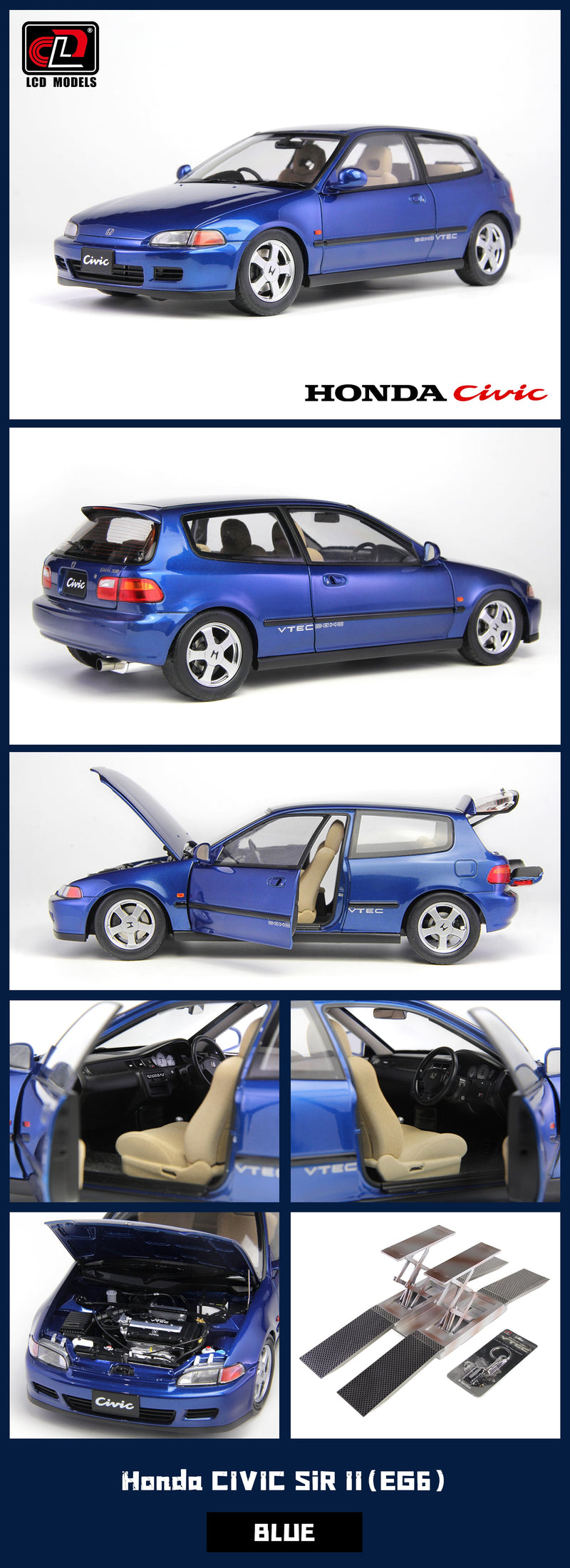 LCD Models 1:18 Honda Civic (EG6) SiR II in Blue