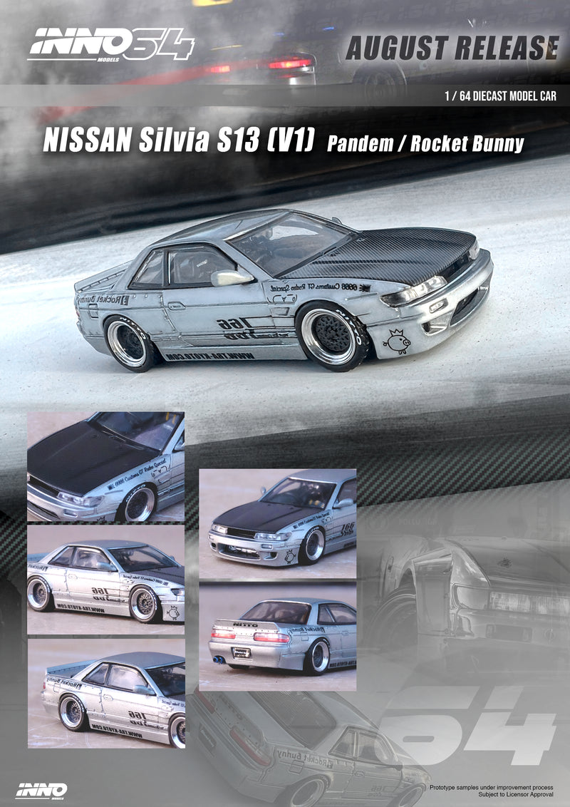 INNO64 1:64 Nissan S13 Silvia Pandem Rocket Bunny Edition in Silver