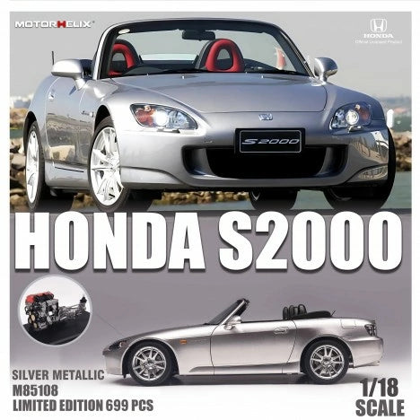 MotorHelix 1/18 Honda S2000 (AP2) in Metal Silver