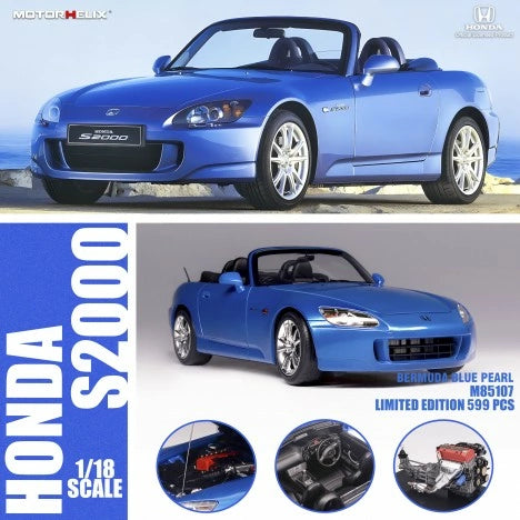 MotorHelix 1/18 Honda S2000 (AP2) in Bermuda Blue