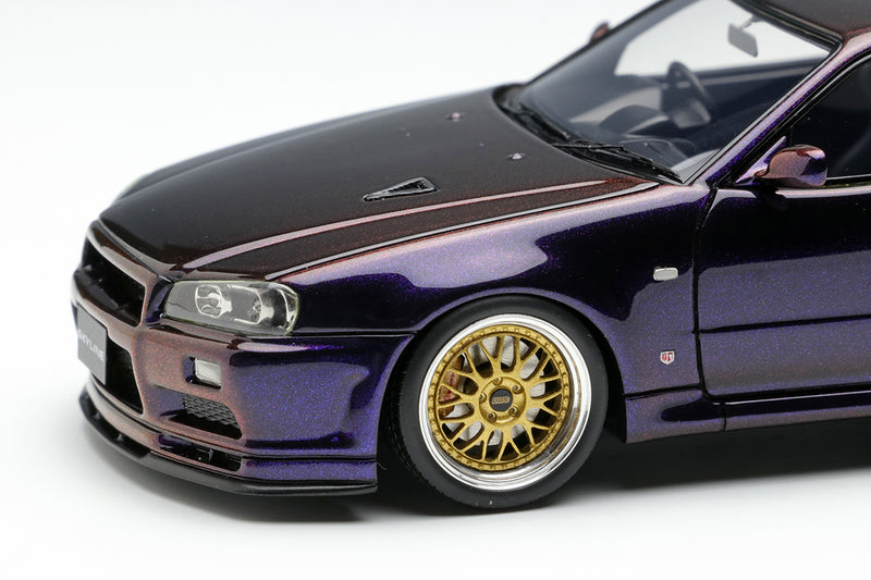 Make Up Co., Ltd / Eidolon 1:43 Nissan Skyline GT-R (BNR34) V-spec II 2000 (BBS LM Wheel) in Midnight Purple 3