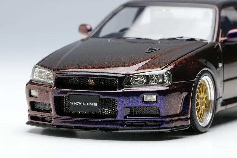 Make Up Co., Ltd / Eidolon 1:43 Nissan Skyline GT-R (BNR34) V-spec II 2000 (BBS LM Wheel) in Midnight Purple 3