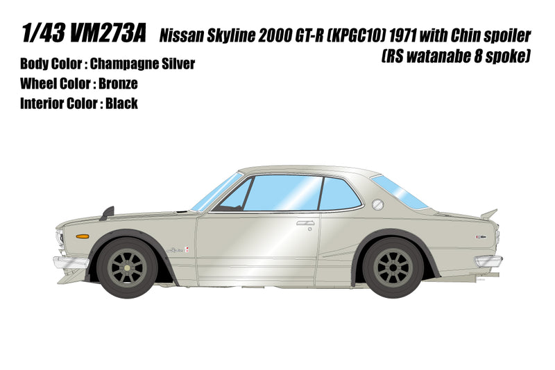 Make Up Co., Ltd / Vision 1:43 Nissan Skyline 2000 GT-R (KPGC110) 1971 with Chin Spoiler and RS Watanabe 8 Spoke