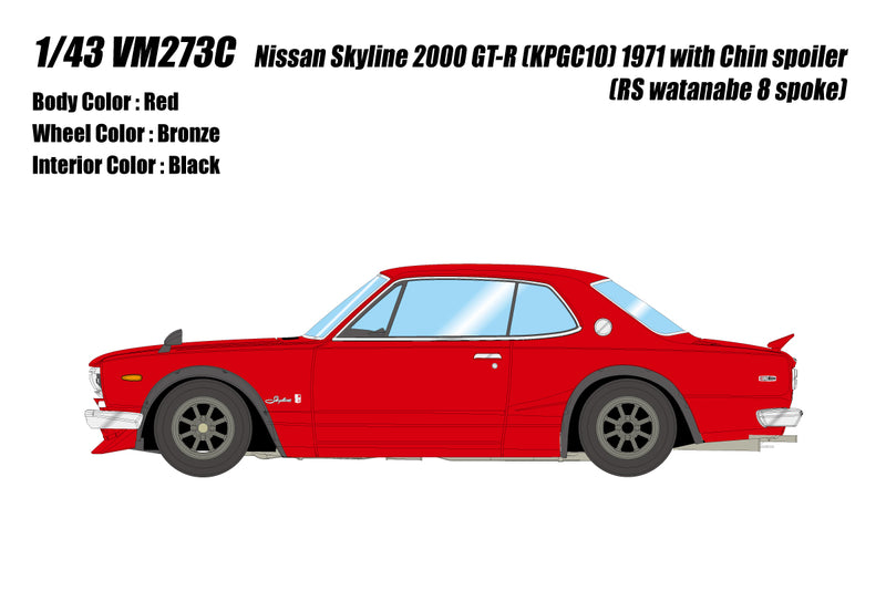 Make Up Co., Ltd / Vision 1:43 Nissan Skyline 2000 GT-R (KPGC110) 1971 with Chin Spoiler and RS Watanabe 8 Spoke