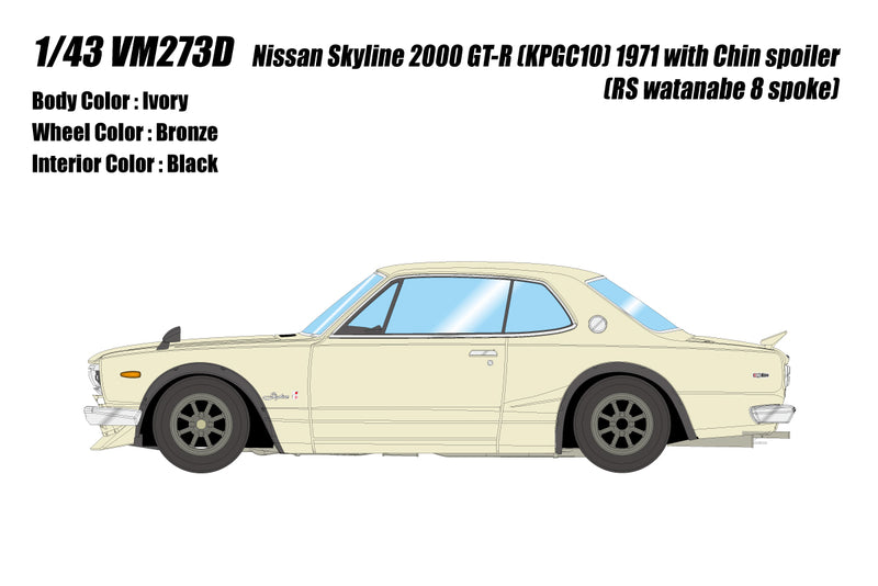 Make Up Co., Ltd / Vision 1:43 Nissan Skyline 2000 GT-R (KPGC110) 1971 with Chin Spoiler and RS Watanabe 8 Spoke