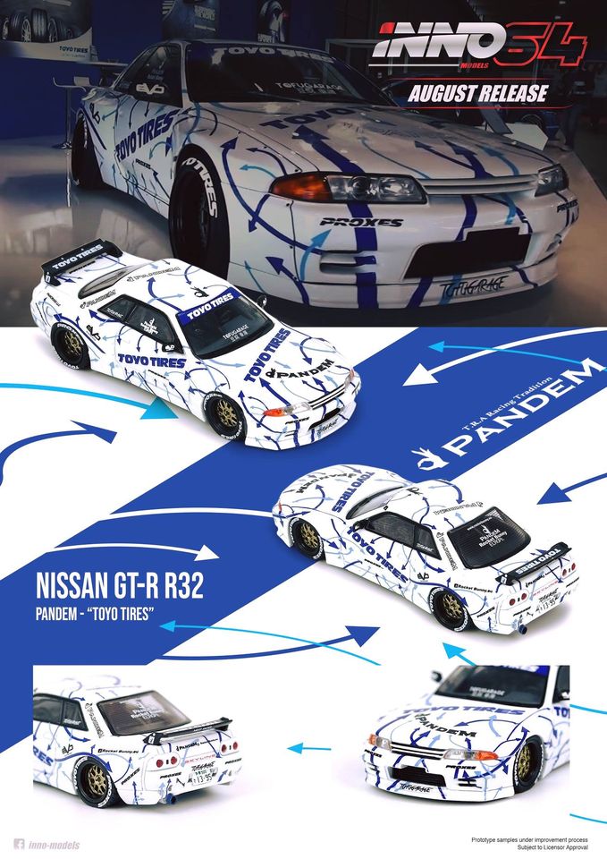 INNO Models 1:64 Nissan Skyline GT-R R32 Pandem "Toyo Tires"