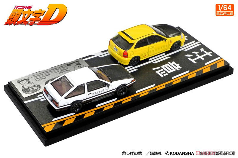 Initial D 1:64 Set Vol.12 Tomoyuki Tachi Todo Syokai Civic (EK9) & Takumi Fujiwara Trueno (AE86)