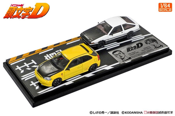 Initial D 1:64 Set Vol.12 Tomoyuki Tachi Todo Syokai Civic (EK9) & Takumi Fujiwara Trueno (AE86)