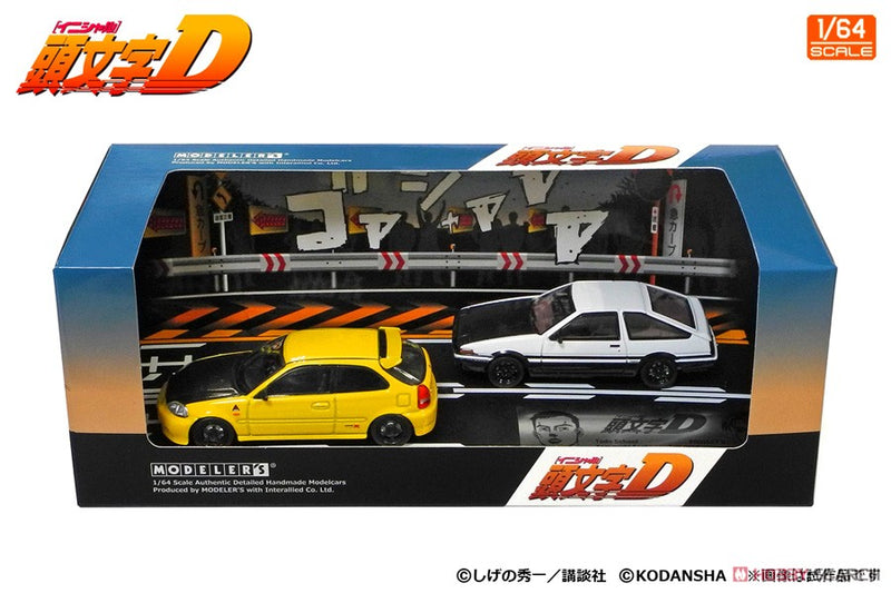 Initial D 1:64 Set Vol.12 Tomoyuki Tachi Todo Syokai Civic (EK9) & Takumi Fujiwara Trueno (AE86)