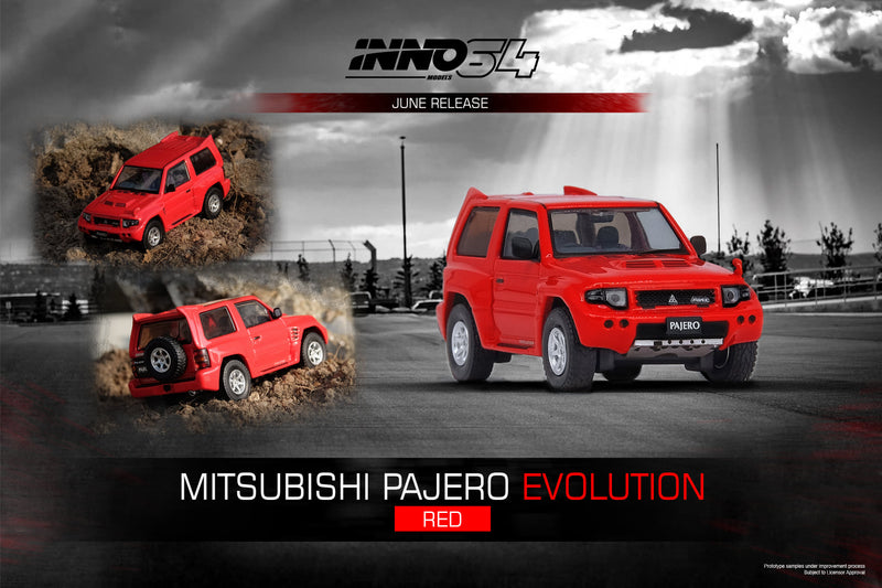 INNO Models 1:64 Mitsubishi Pajero in Red with Extra Wheel Set