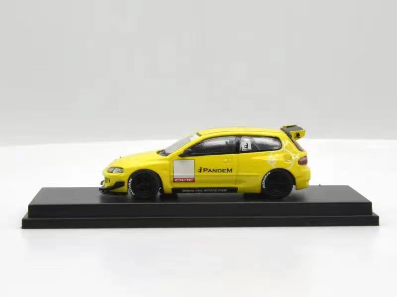 One Model 1:64 Honda Civic EG6 Rocket Bunny Pandem Yellow